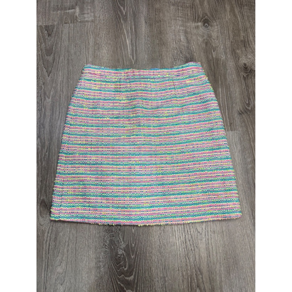 CeCe Womens Tweed Mini Skirt Size 6 Multi Color Striped Textured A-Line Lined